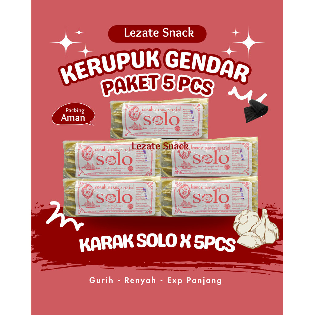 

Paket Kerupuk Gendar Solo Isi 5 Pack Murah Enak Renyah / Krupuk Karak Gendar Puli Mentah Rasa Bawang Karak Valentin Valentine wap snack