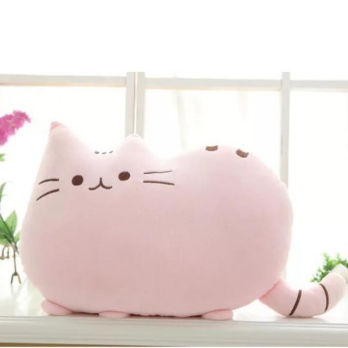 TOKOSANIA Bantal Kucing Pusheen Ukuran XL Besar Soft Halus Boneka Bantal Kucing - Merah Muda
