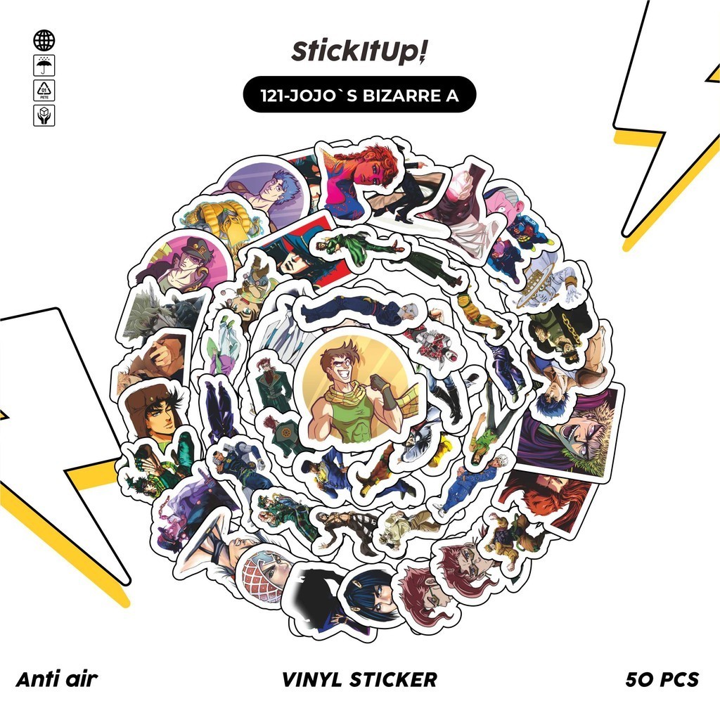 

COD✨ 50 Pcs Stiker Pack Motif Anime Jojo's Bizare Adventure Lucu Aesthetic Vynil Waterproof untuk Freebies Sticker Buku Journal Casing HP Laptop