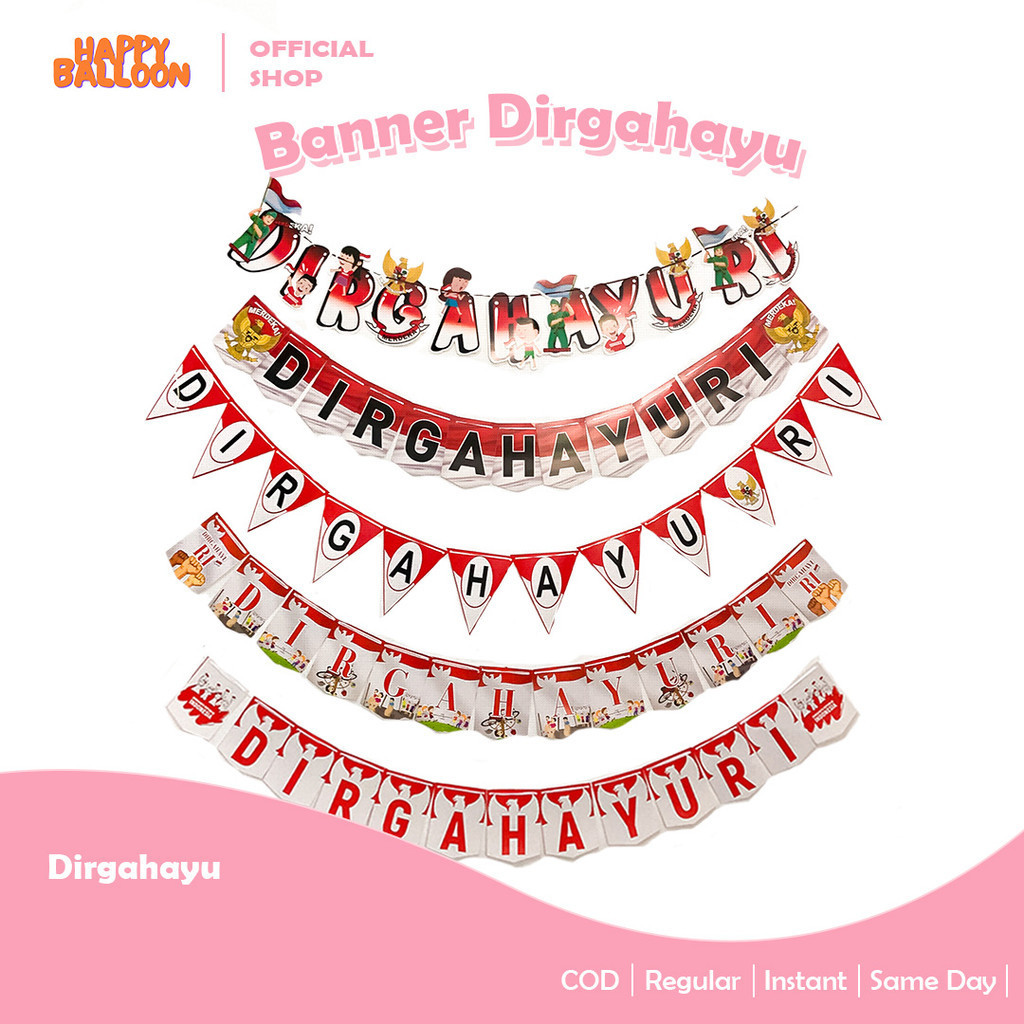 HappyBalloon Banner dirgahayu RI / Banner Kemerdekaan / Banner 17 Agustus / Banner Dirgahayu Indones