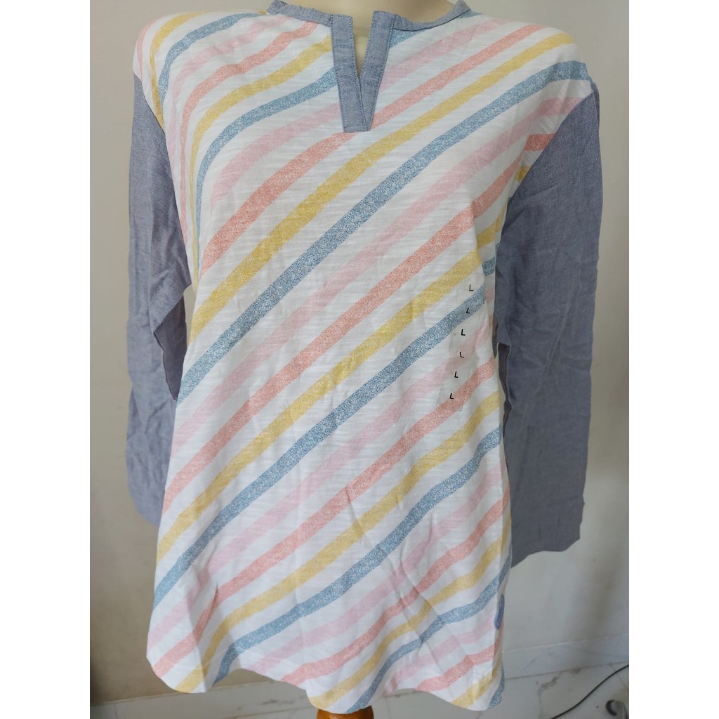 L/-KAOS WANITA-BLOUSE WANITA/LENGAN PANJANG/N3VAD4/Garis2 DNM MED-2024