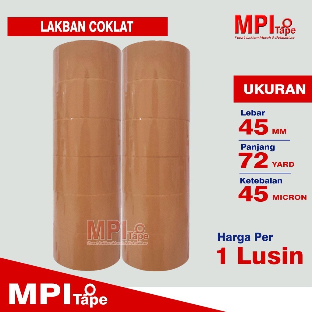 

1 Lusin - Lakban Coklat 45 mm x 72 Yard - Lakban Packing - MPI
