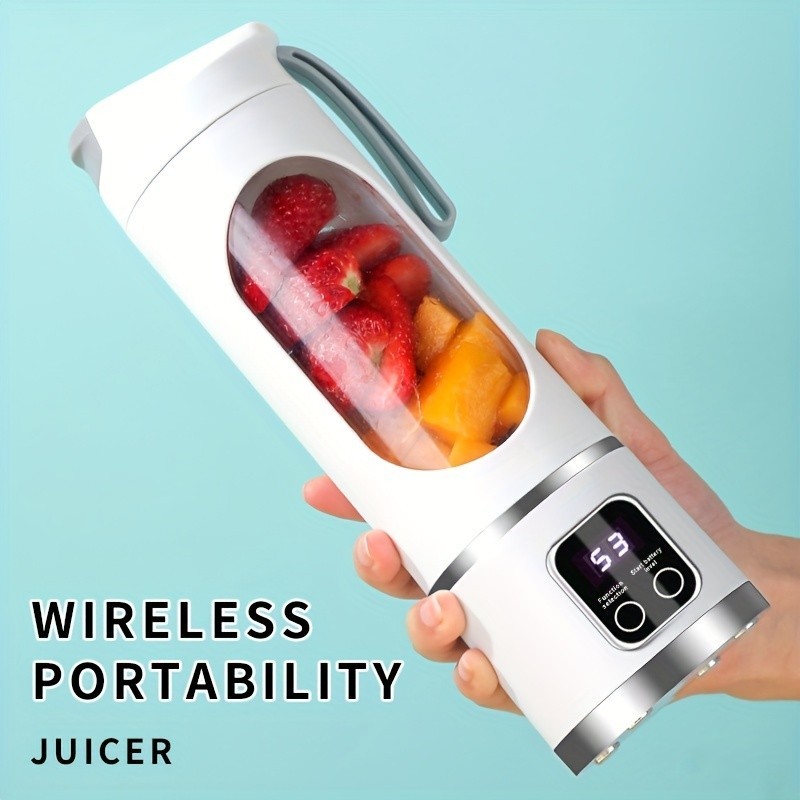 

450ml Portable Juicer with LED Digital Display USB Charging Outdoor Juicing Cup Home Multifunctional 12-Blade Blender 1500mAh
