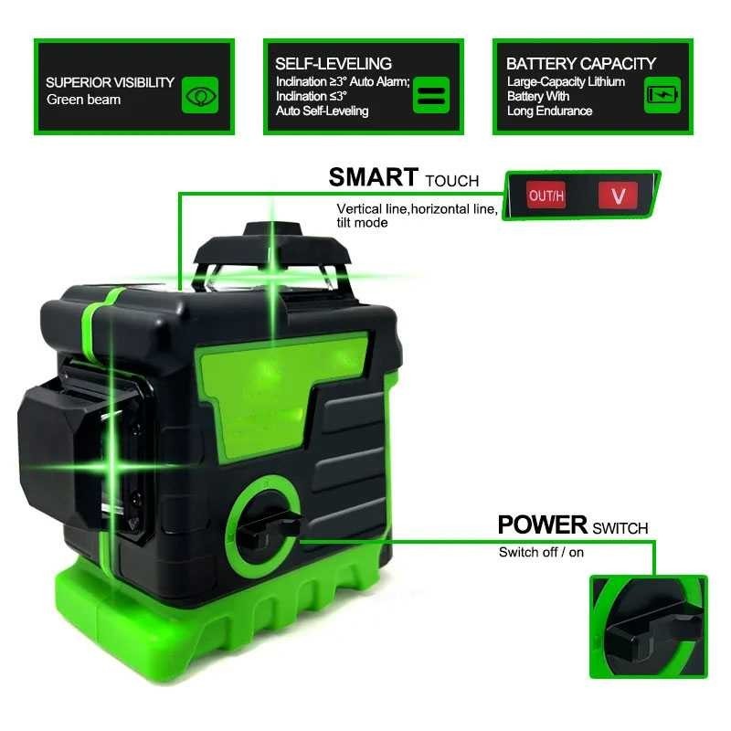 

Pramanu Laser Level Self Leveling Powerful Green Beam 3D 12 Lines - PR-429