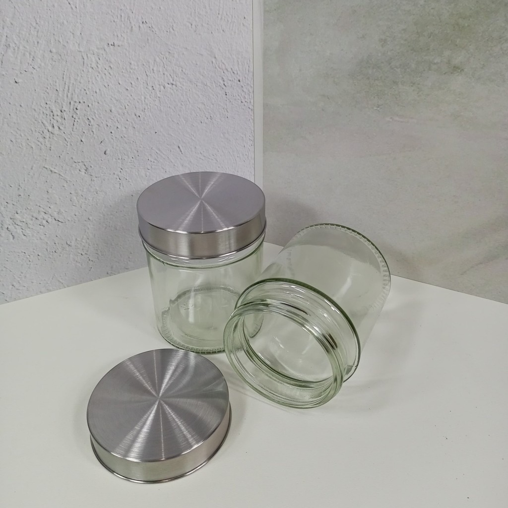TOPLES KACA TEMPAT BUMBU BUBUK SERBAGUNA TOPLES KACA KECIL SERBAGUNA TUTUP STAINLESS STEEL