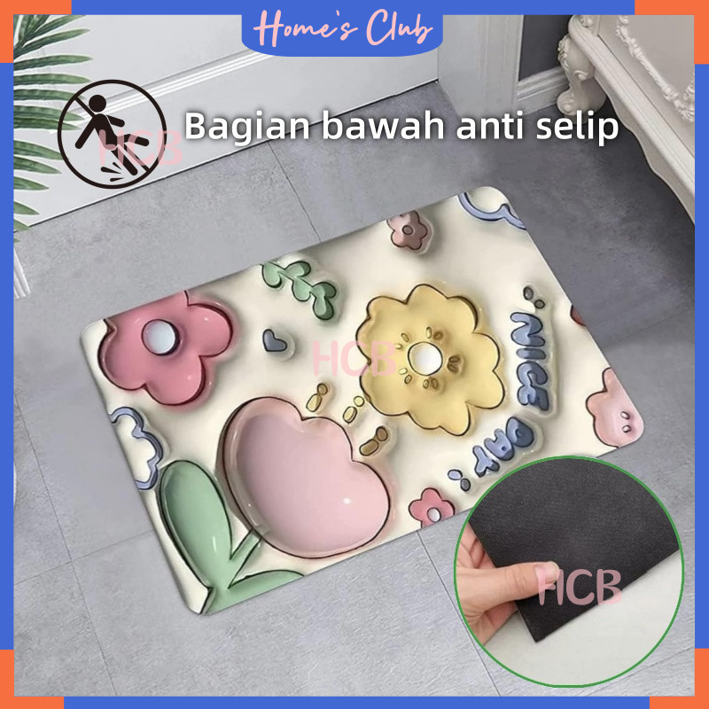 HCB Keset Kaki 3D Kotak / Kamar Mandi Keset Lantai Menyerap Air 3D Karakter / Kamar Mandi Anti Slip 