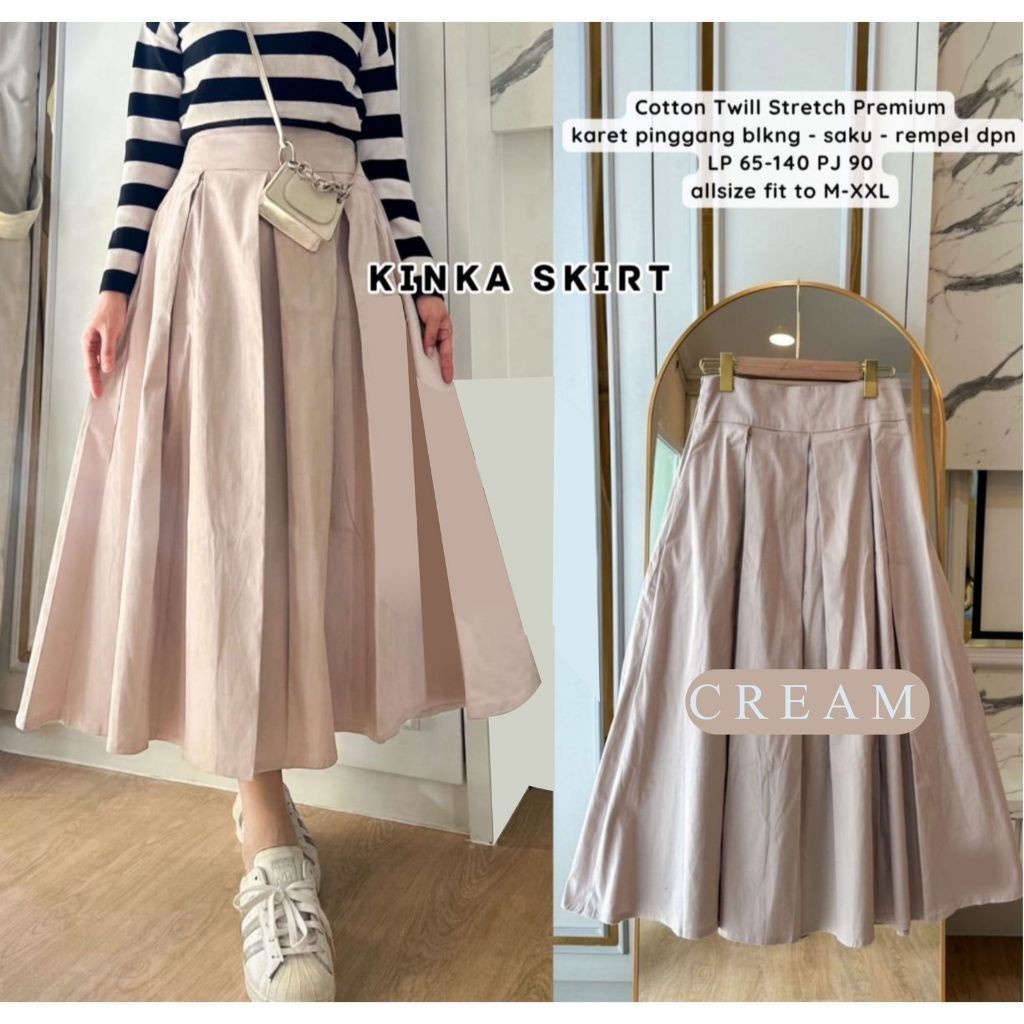 Kinka Skirt Jumbo XXL IMP - Rok Chinos Ruffle A-Line Skirt Premium / Rok Mayung Twill - Boutiqueootd