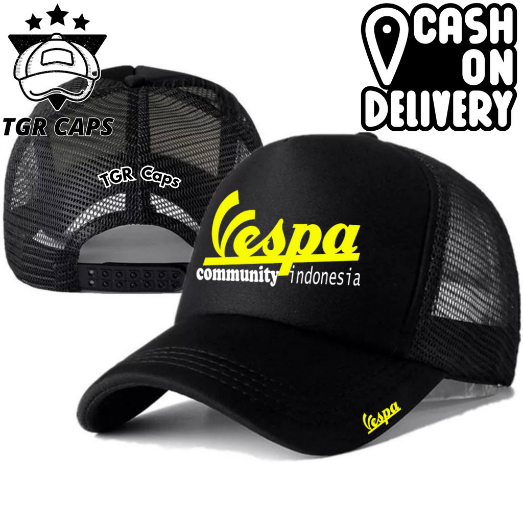 TGR Caps Topi Trucker VESPA - Topi Distro VESPA Logo - Topi VESPA Premium - Topi Pria Dewasa - Topi 