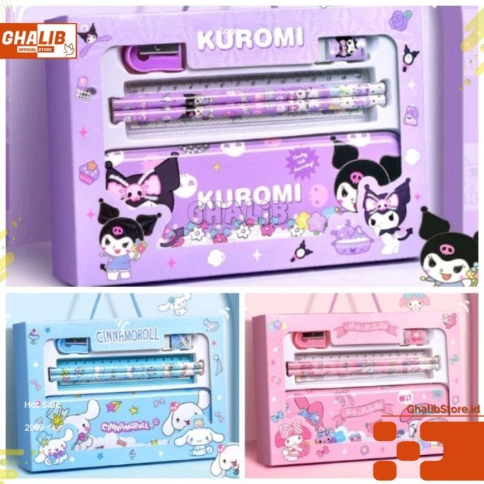 

KOTAK PENSIL KUROMI STUDY SET 107 SANRIO STATIONERY SET 6 IN 1 ALAT TULIS MY MELODY CINNAMOROLL - MELODY