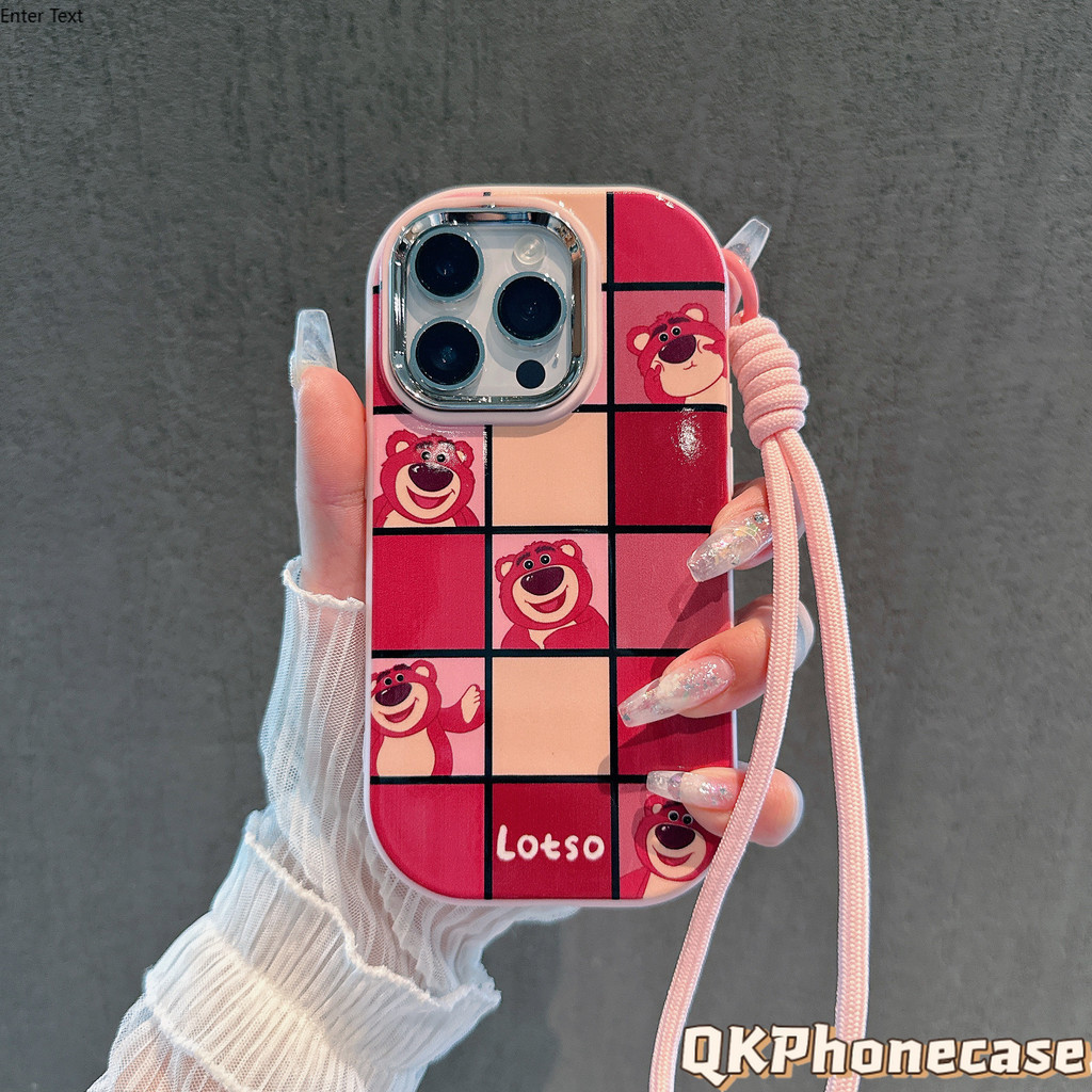 【Bagus Case+Gelang】QKPhonecase TPU Soft Case Lotso iPhone Lucu Pink Casing iPhone 11 12 13 14 15 Pro