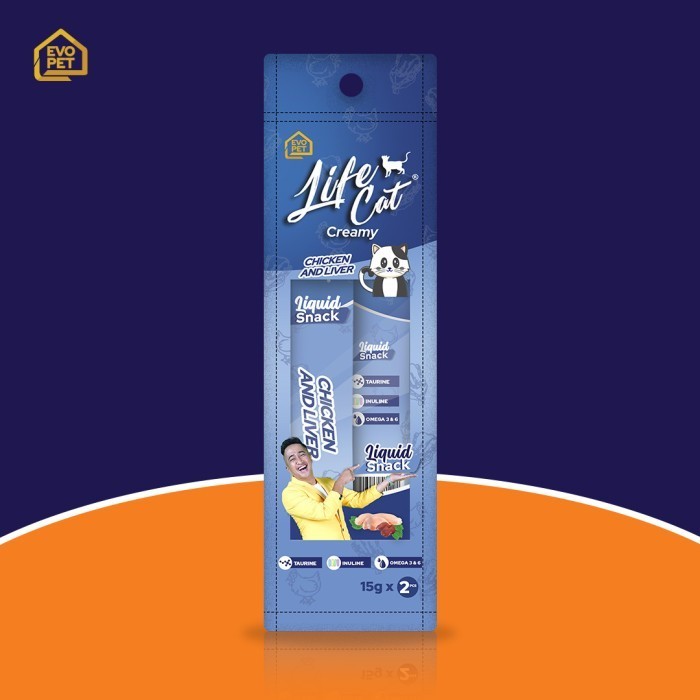 

Life Cat Creamy Liquid Snack ( 1Box - 12 pcs ) - Camilan Kucing - CHICKEN LIVER