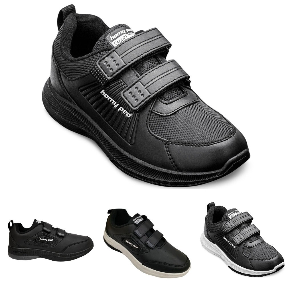 BA77VA Sepatu Sekolah Anak Homyped 31-38 BTS Original Desain Sneaker Hitam Polos Putih Bahan Kulit S