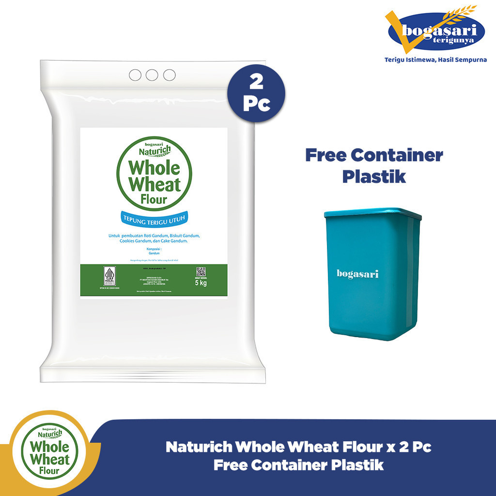 

Naturich Whole Wheat Flour 5 Kg x 2 Pcs gratis Container Plastik