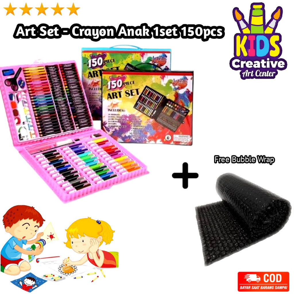 

Crayon Anak Set 150 pcs Set Spidol Alat Menggambar Mewarnai Pensil Krayon Set Art Colouring Free Bubble Wrap / N S