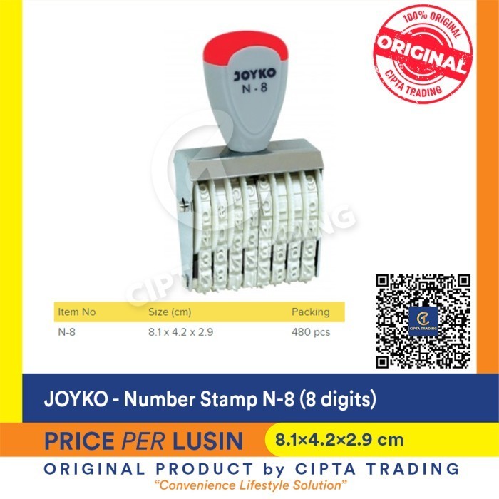 

Stempel Nomor (Number Stamp) - Joyko - 8 Digits N-8 (Per Dozen)