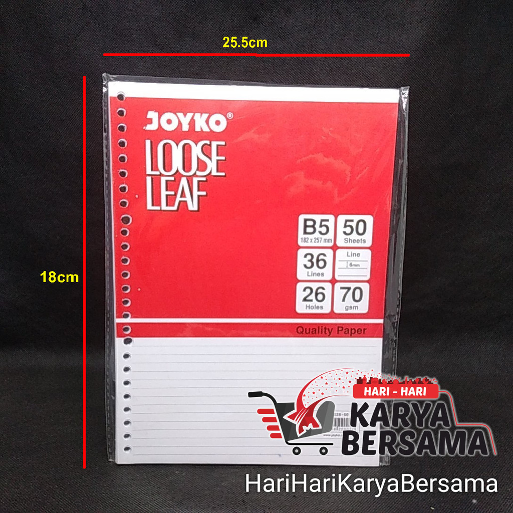 

JOYKO LOOSE LEAF B5 REFILL KERTAS BINDER BERGARIS ISI 50'S