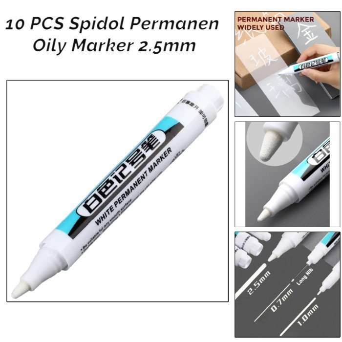 

TRFF Spidol Permanen Waterproof Oil Based Marker 2.5mm 10 PCS A2YU16