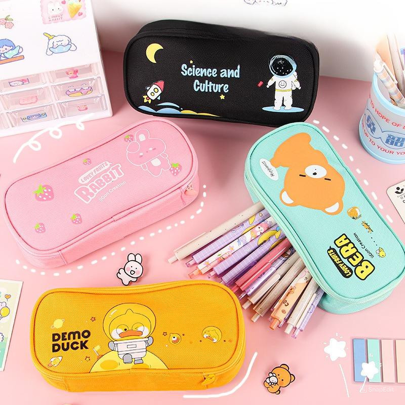 

♥ ♥ Tempat pensil pelajar kreatif dengan kapasitas besar, tempat pensil penyimpanan alat tulis kartun lucu, tempat pensil multifungsi kain Oxford