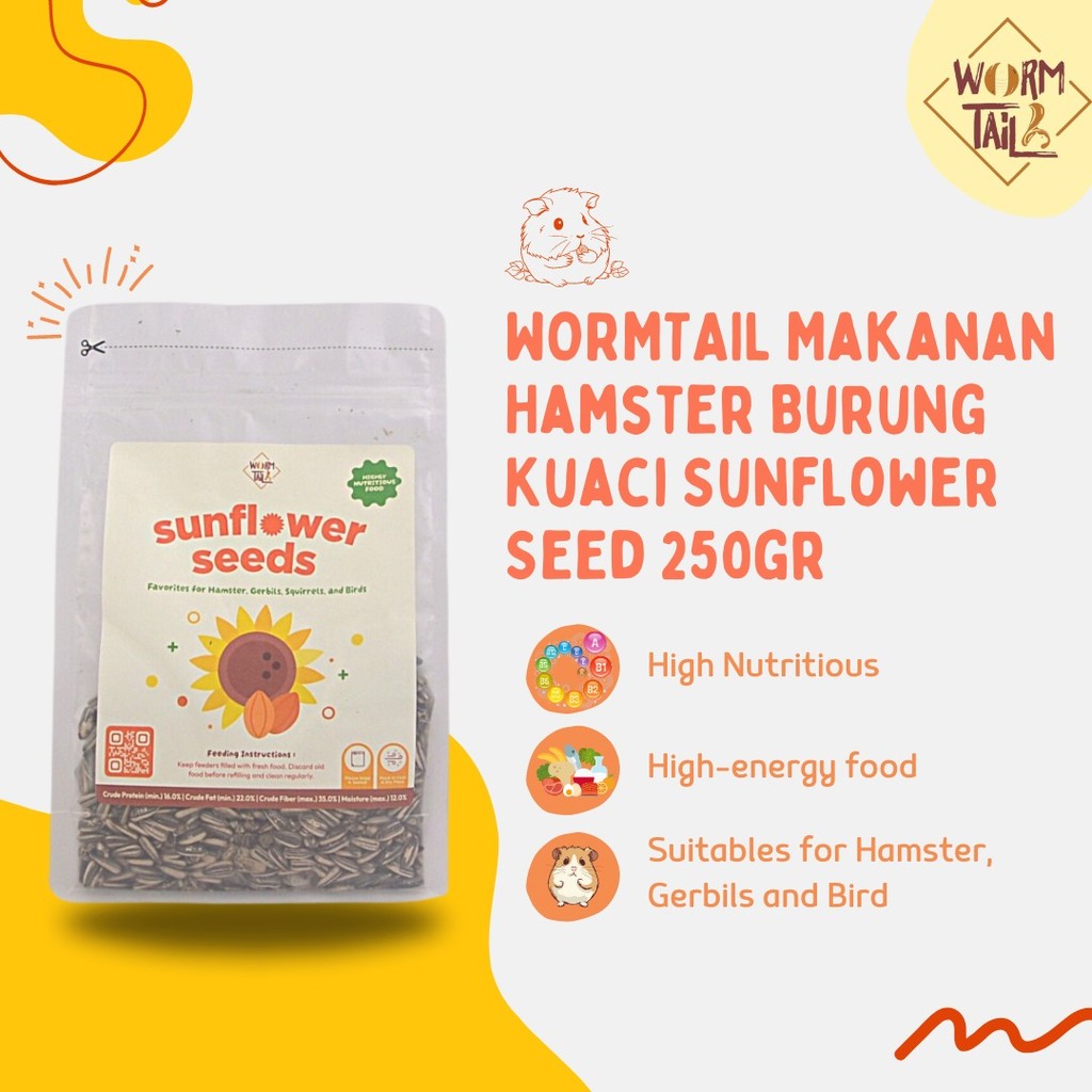 WORMTAIL Makanan Hamster Burung Kuaci Sunflower Seed 250gr