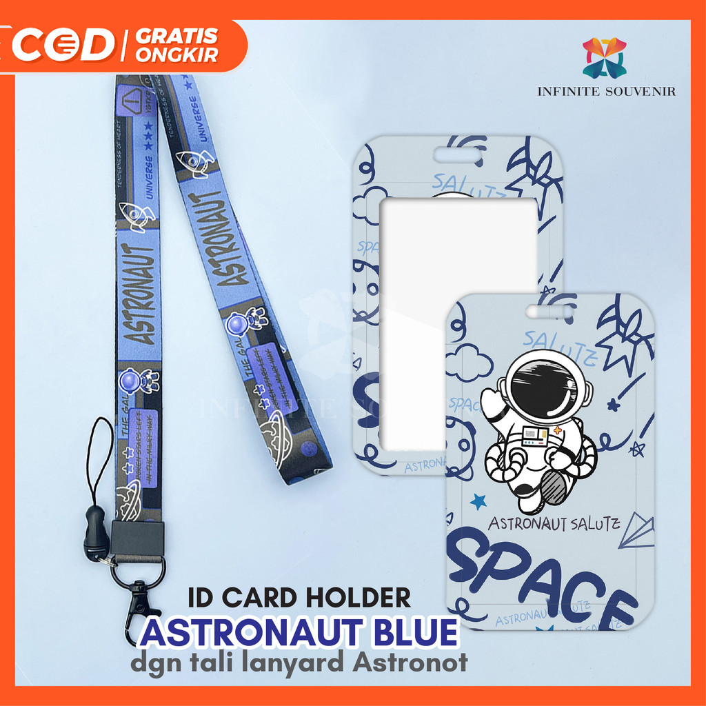 

[N004] BLUE ASTRONAUT / Name Tag Card Holder Motif Karakter ASTRONOT / SPACE HUMAN / OUTER SPACE dengan Tali Lanyard / ID Card Holder Tali GantunganLucu / Nametag / Tempat Kartu Flazz / Emoney