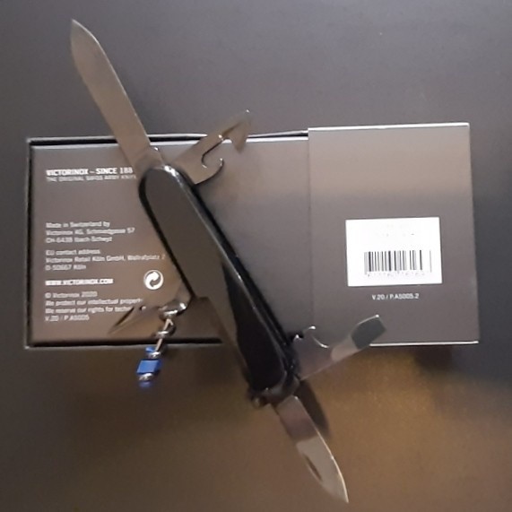 VICTORINOX SPARTAN ONYX BLACK 91MM + CLIP + MINI TOOL BLUE TOOLS PISAU SERBAGUNA (TS)