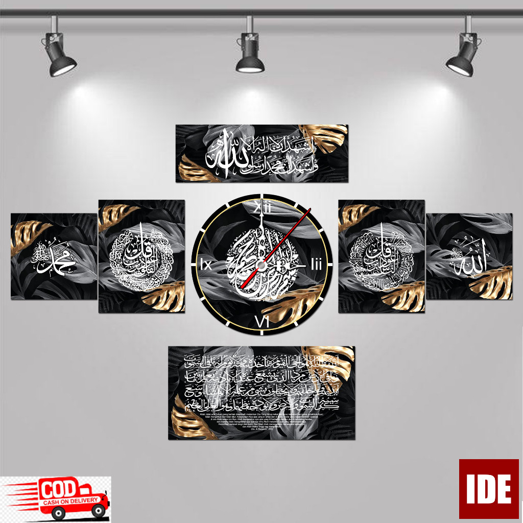 Jam Dinding Satu Set Kaligrafi Hiasan Dinding Walldecor DIY Angka Arab