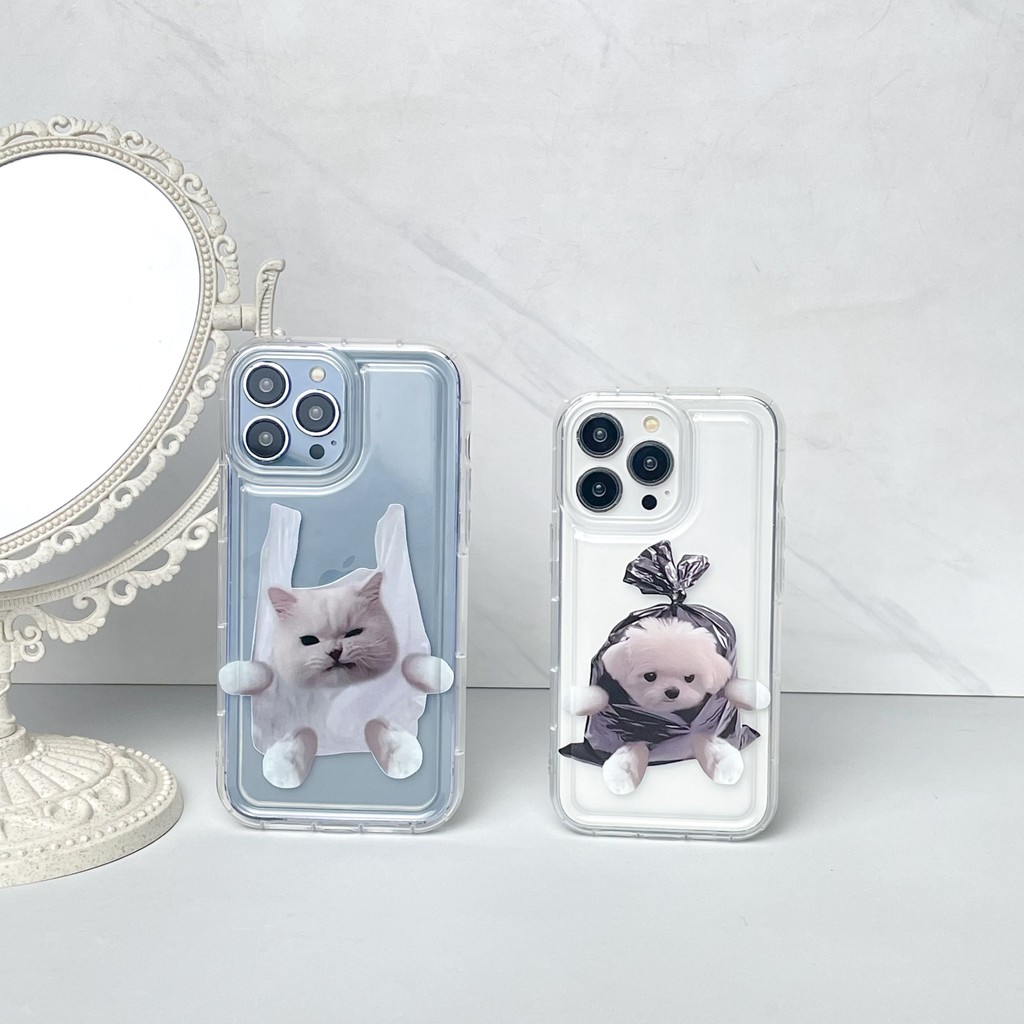 Case Kartun Kucing & Anjing Couple Lucu Cute iPhone Case  - Case iPhone 7 8 7+ 8+ Xr X Xs 11 12 13 1