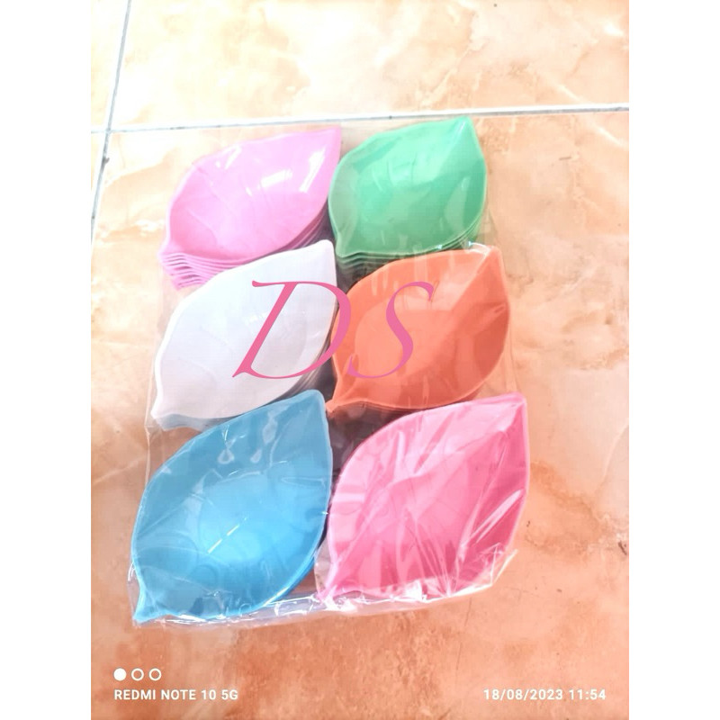 100 PCS SOUVENIR MANGKUK SAUS/ MANGKOK SAMBAL BENTUK DAUN TANPA KEMASAN