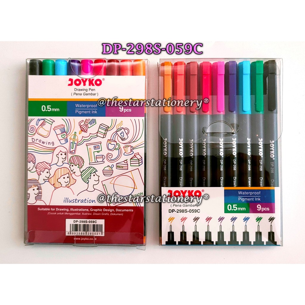 

(1 Set Isi 9 Warna) GROSIR Drawing Pen Joyko DP-298S-059C / Pen Pena Gambar Joyko DP-298S-059C