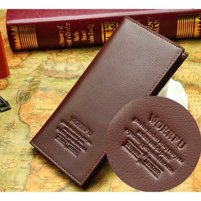 

WOERFU Dompet Panjang Wanita Dompet Kulit Pria Long Wallet Clutch Mode - Cokelat Tua
