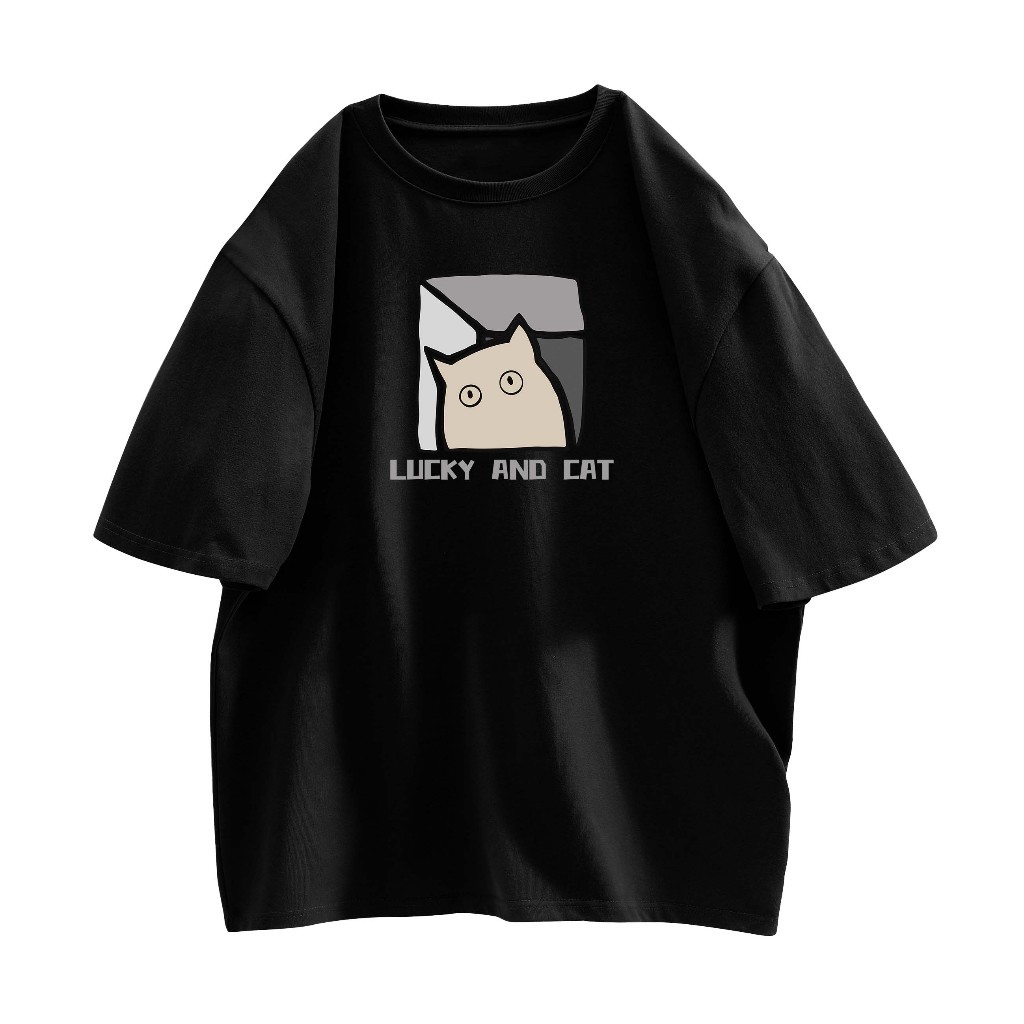 Gomakgu Store T-shirt Kaos Lengan Pendek - Lucky And Cat