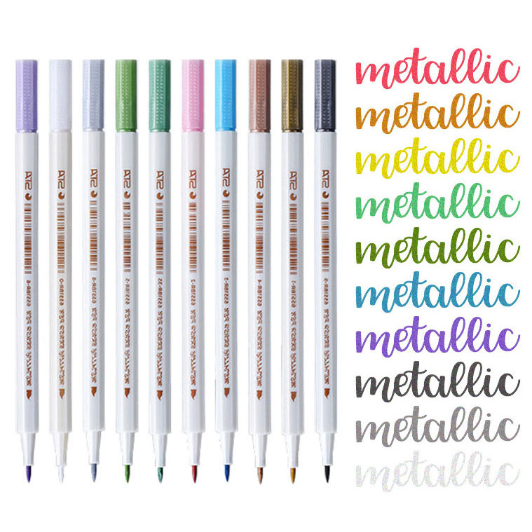 

Winzige Metallic Brush Pen Spidol Warna Pena Kuas Metalik Kaligrafi Calligraphy Warna Warni Brush Marker Pena Kuas Warna Brush Lettering Pulpen Pena Alat Tulis Stationery
