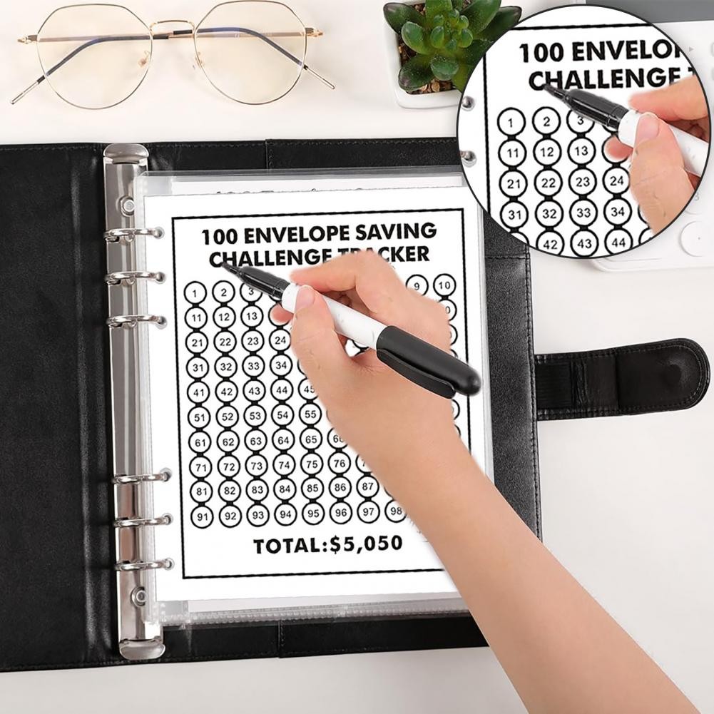 

1 Set Money Saving Binder Kit 100 Day Money Saving Challenge Binder Inserts Notebook Core Accessories