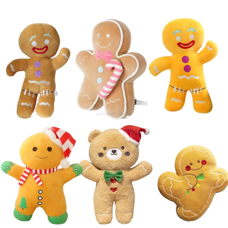 

New Kawaii Gingerbread Man Throw Pillow Pendant Fun Soft Doll Animals Plush Toys High Quality Christmas Birthday Gifts Decor