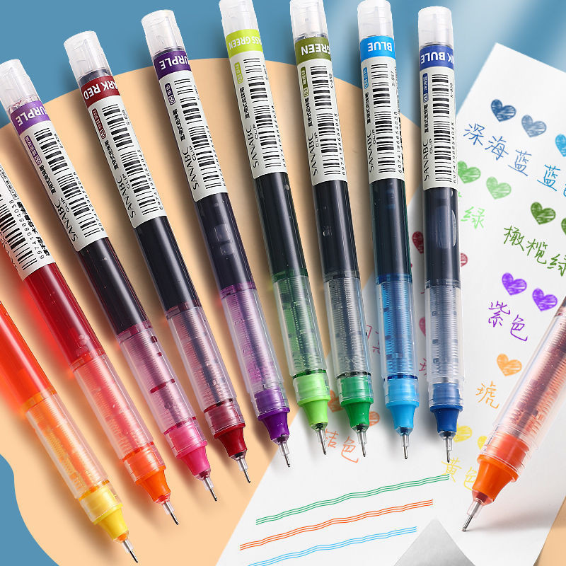 

10 Colors Straight liquid Gel Pen Quick-drying Large-capacity Colorful Gel Pens 0.5mm Rollerball Pens School office Stationery