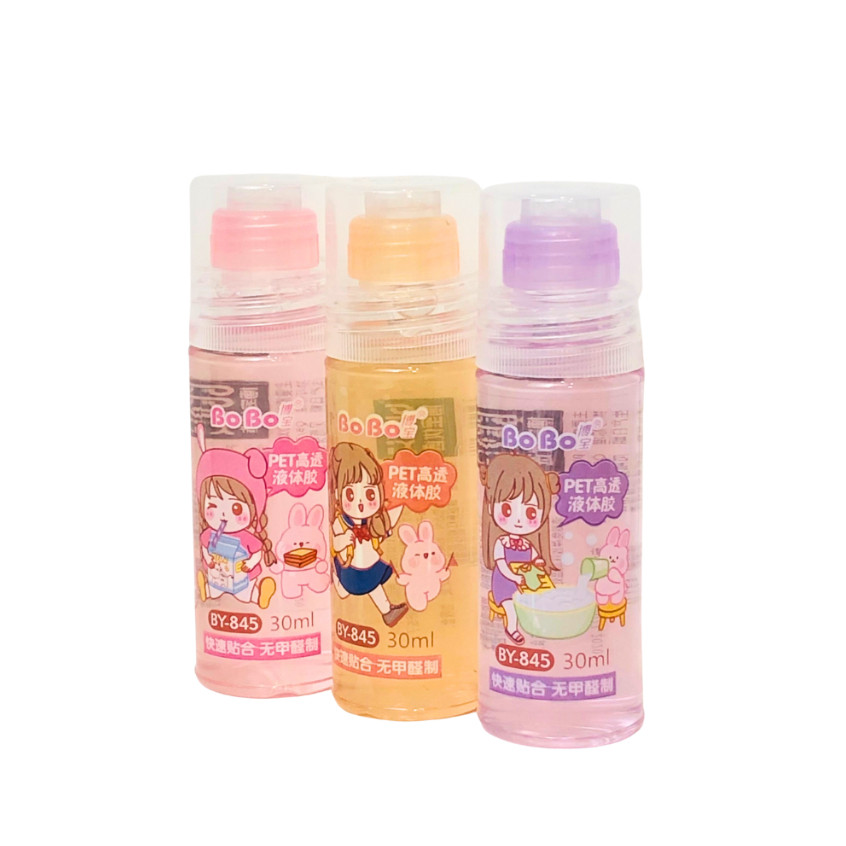 

Water Glue Bo Bo Impor BY-845 Lem Kertas Bening Warna 30 ml Perekat Kertas Lem Cair Transparan - SATUAN SHESB