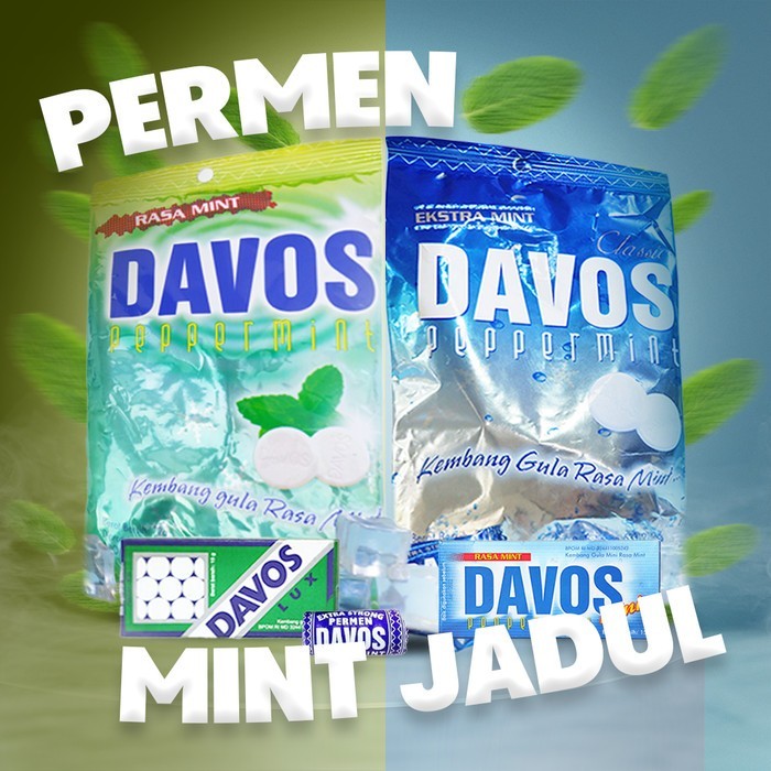 

Davos Permen Jadul Rasa Mint Kemasan Bag Oleh Oleh Khas Purbalingga