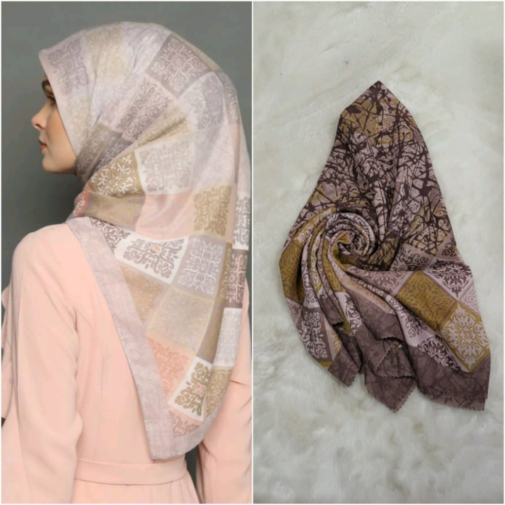 Voal Motif Premium / Hijab Segi Empat Voal Motif Premium Lasercut / Jilbab Voal Motif Premium Laser 