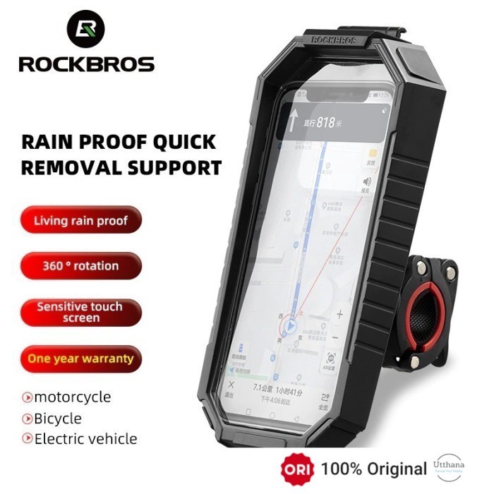 Rockbros Phone Holder Motor Sepeda Waterproof Touchscreen Bag 22001