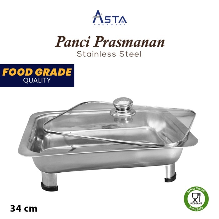 Panci Prasmanan / Wadah Saji Prasmanan Stainless Steel Tutup Kaca