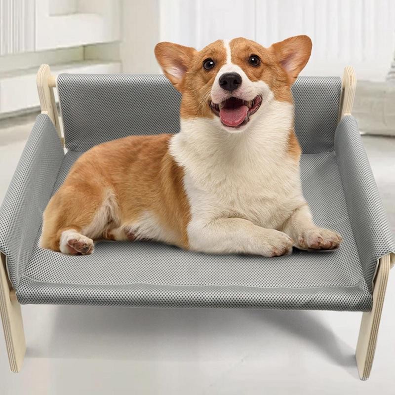 

Natural Wood Cat Sofas Beds Stable Dog Chairs with Removable Sofa Cover for Pet Furniture Elevated accessories