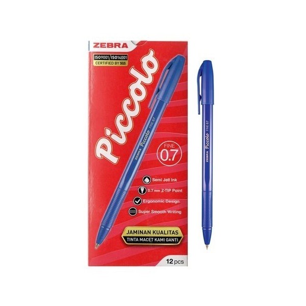 

Zebra | Piccolo Semi Gel Pen 0.7 mm | Hitam & Biru