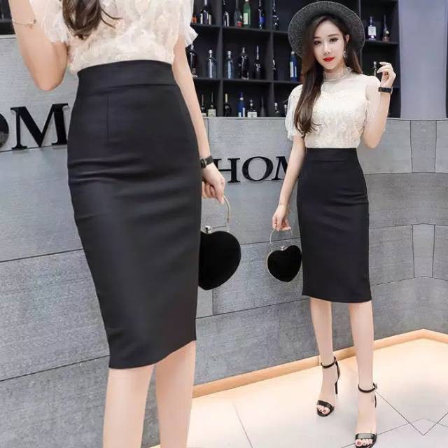 Rok Span Scuba Pendek / Rok Kerja Pendek