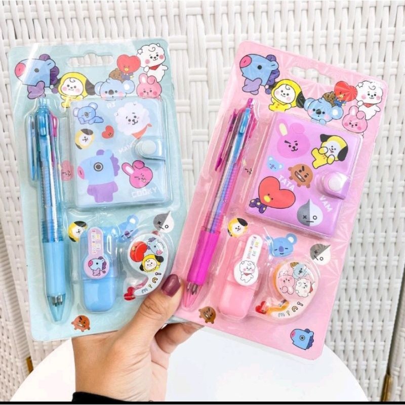 

PAKET ALAT TULIS BT21 SET 4-IN-1 IMUT LUCU !!!