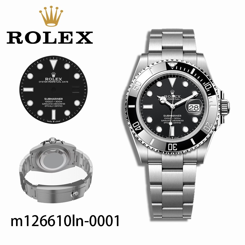 ROLEX jam tangan ori Submariner Date 41mm Stainless Steel Black Cerachrom pria rantai deepsea m12661