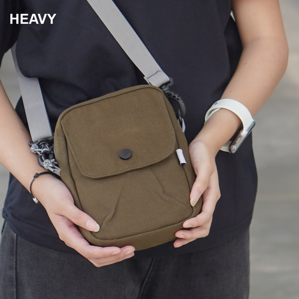 Tas Selempang Sling Bag Pria Heavy Kanvas Premium Pouch Kasual Basic