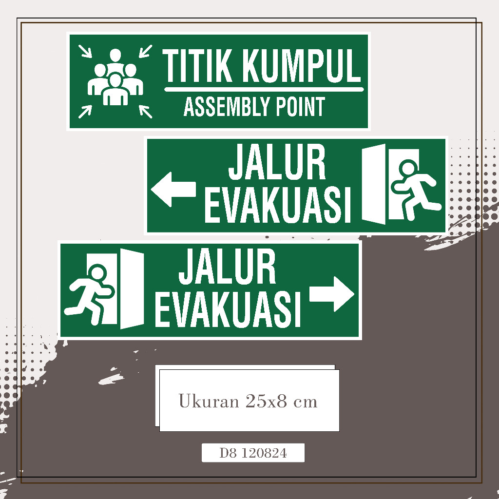 

Stiker Jalur Evakuasi/Stiker Arah Evakuasi/Stiker Titik Kumpul/Stiker K3/Stiker Safety multi Sticker