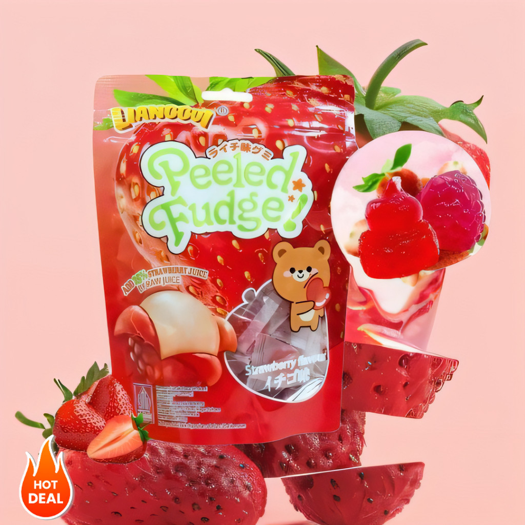 

[Kutek peel off halal]LIANGGUI Peeled Fudge 108g Permen Lunak Viral Aneka Permen Rasa Buah Mangga Jeruk & Strawberry (Halal) Pesta makanan fruity Permen