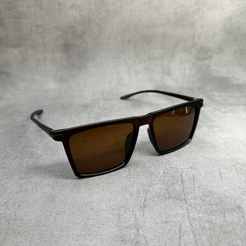 Kacamata Gaya  Sunglass Pria Porsche Coklat Lentur Lensa Polaris - Kacamata Hitam Lensa Polaris