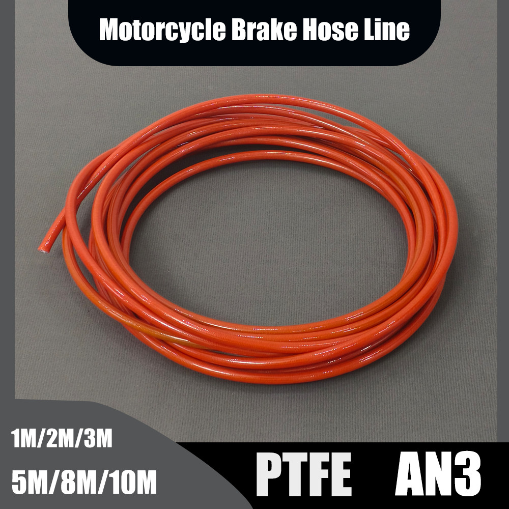 Orange 1M/2M/3M/5M/8M/10M  AN3 Motorcycle Braided Stainless Steel Brake Line Hose Fluid Hydraulic Ho